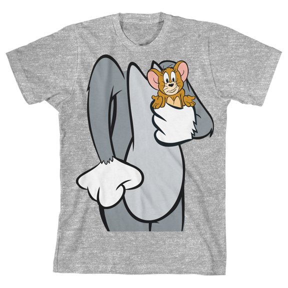Tom & Jerry Headless Tom with Jerry Youth Gray Graphic Tee-Large