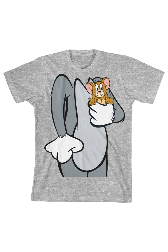 Tom & Jerry Headless Tom with Jerry Youth Gray Graphic Tee-Small