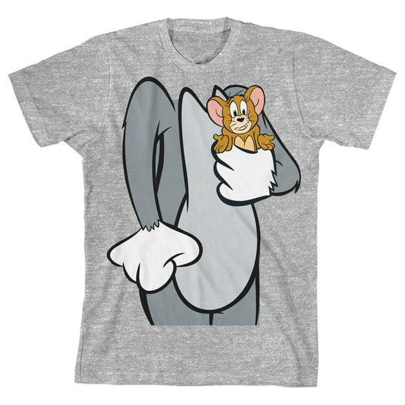 Tom & Jerry Headless Tom with Jerry Youth Gray Graphic Tee-XL