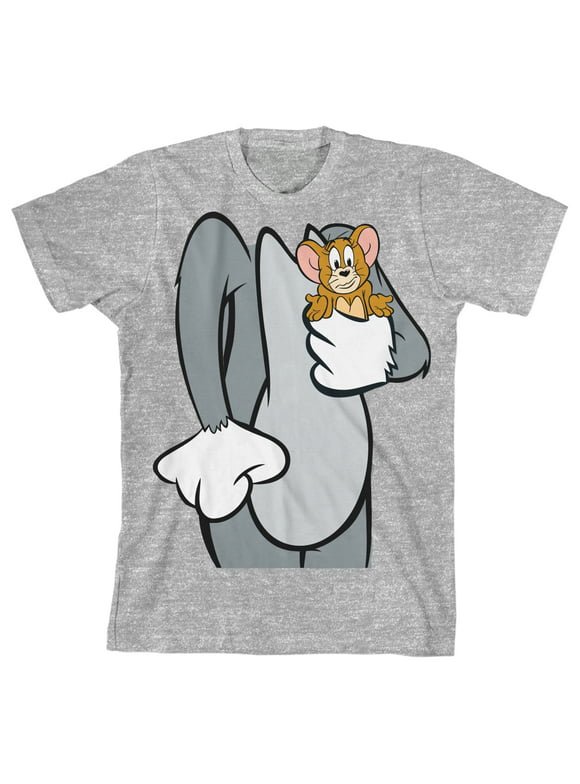 Tom & Jerry Headless Tom with Jerry Youth Gray Graphic Tee-XL