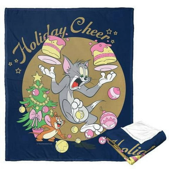 Tom & Jerry Holiday Cheer and Mischief Warner Bros Kids Silk Touch Throw Blanket, 50 x 60 inches Blue