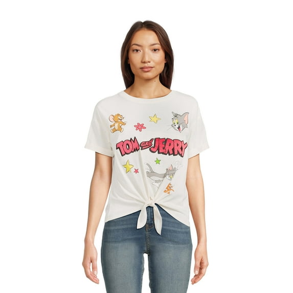 Tom Jerry Juniors Tie Front Knit Top