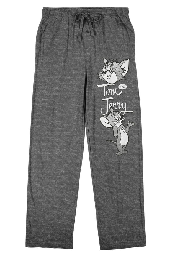 Tom & Jerry Logo Men's Graphite Heather Sleep Pajama Pants-Large