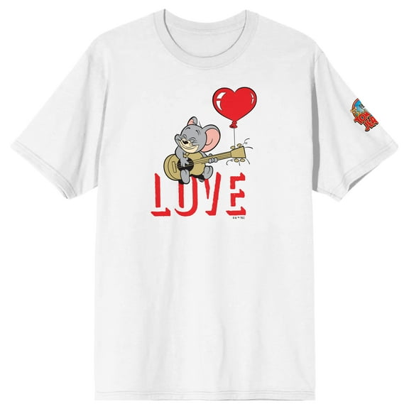 Tom & Jerry Love Song Crew Neck Short Sleeve Women's White T-shirt
-XS