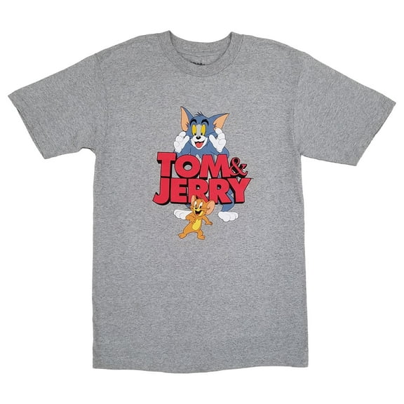 Tom & Jerry Mens Big & Tall Heather Gray Graphic Tee Crew Neck T-Shirt LT