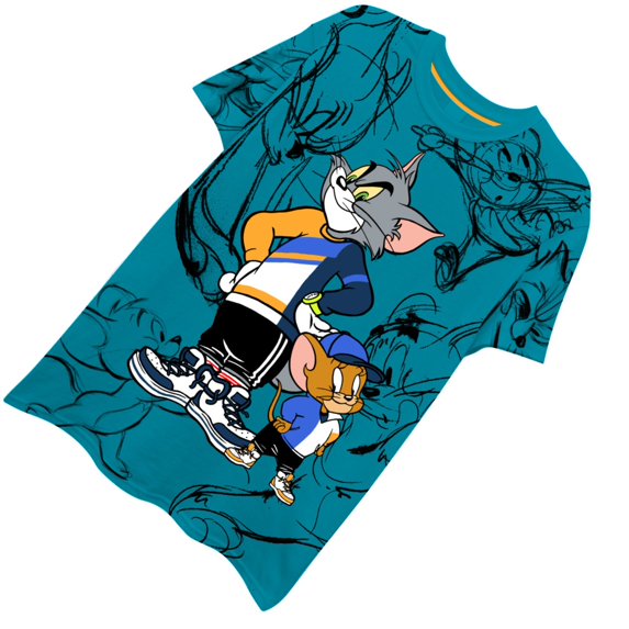 Tom & Jerry Mens' Crewneck T-Shirt- Unisex Adult Sizes