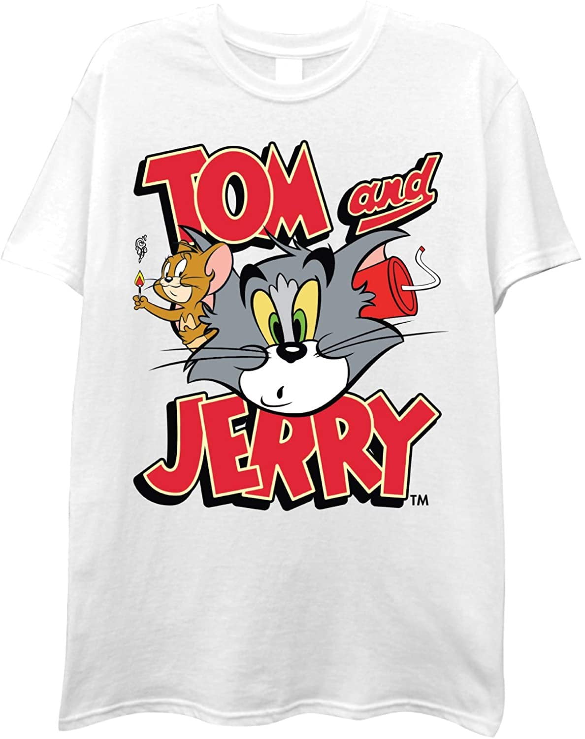Tee Charcoal Shirt Heather, & Classic Hanna-Barbera Mens Jerry Chase Tom Vintage X-Large T-Shirt - - Cartoon Battle