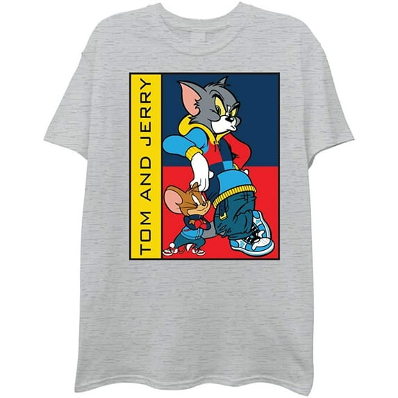 Tom & Jerry Mens' Throwback T-Shirt Large, Heather Grey