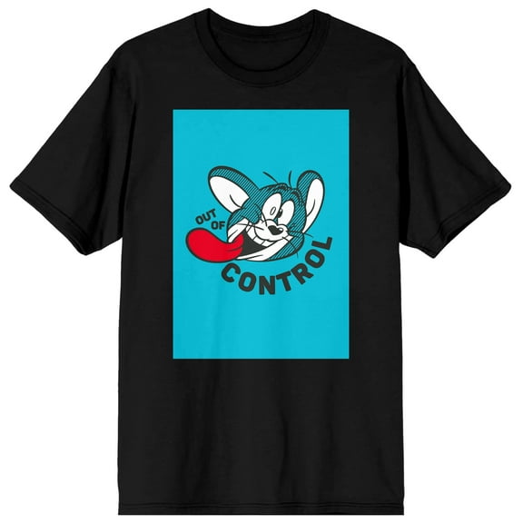 Tom & Jerry Show Jerry Control Men's Black Graphic Tee-XS