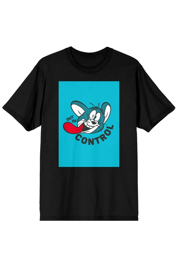 Tom & Jerry Show Jerry Control Men's Black Graphic Tee-XS