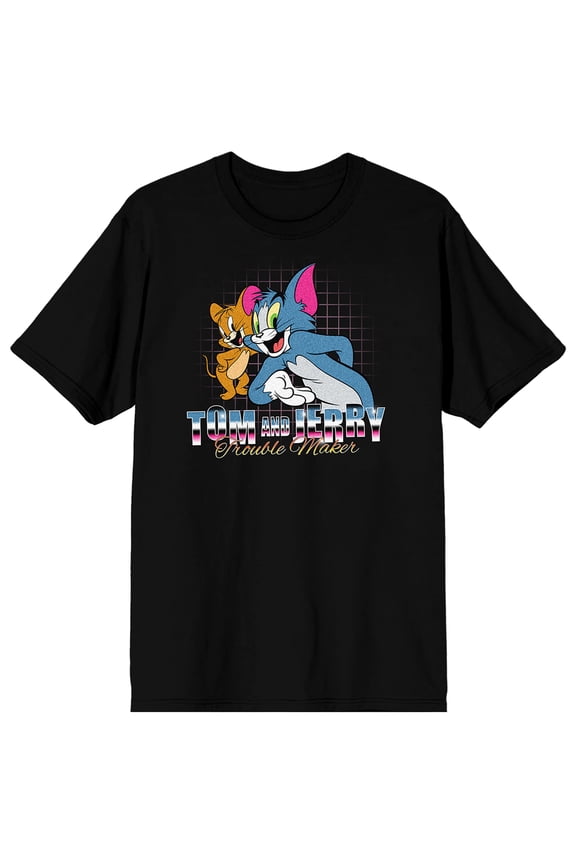 Tom & Jerry Trouble Maker Men's Black Short Sleeve Tee-Small