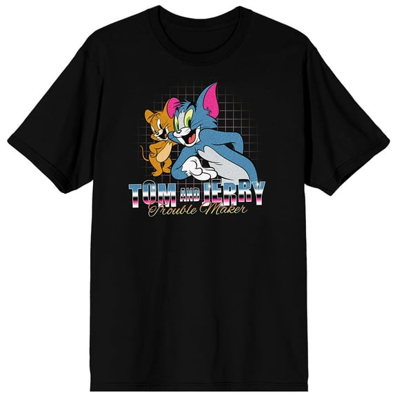 Tom & Jerry Trouble Maker Men's Black Short Sleeve Tee-XL