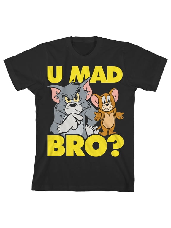 Tom & Jerry U Mad Bro? Toddler Boy's Black Graphic Tee-3T