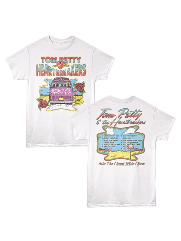 Tom Petty Into The Great Wide Open Tracklist Men's T Shirt (White, Adult3XL)