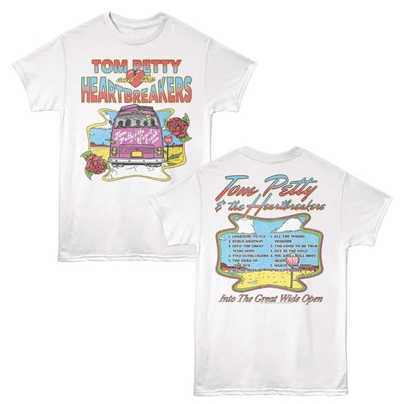 Tom Petty Into The Great Wide Open Tracklist Men's T Shirt (White, AdultS)