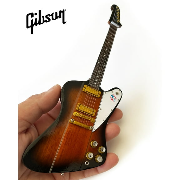 Tom Petty Signature Gibson Firebird V Tobacco Sunburst 1976 Bicentennial Bird Red & Blue Logo Mini Guitar Replica Collectible, Axe Heaven, Gifts
