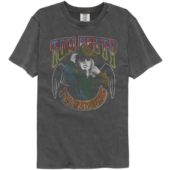 Tom Petty With Wings Washed Black Adult T-Shirt M
