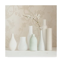 Tom Quartermaine 'Blossom And White Vases Still Life' Canvas Art