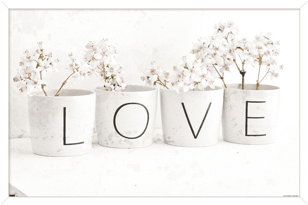 Tom Quartermaine - Love Blossom in Cups Wall Poster, 22.375" x 34", Framed