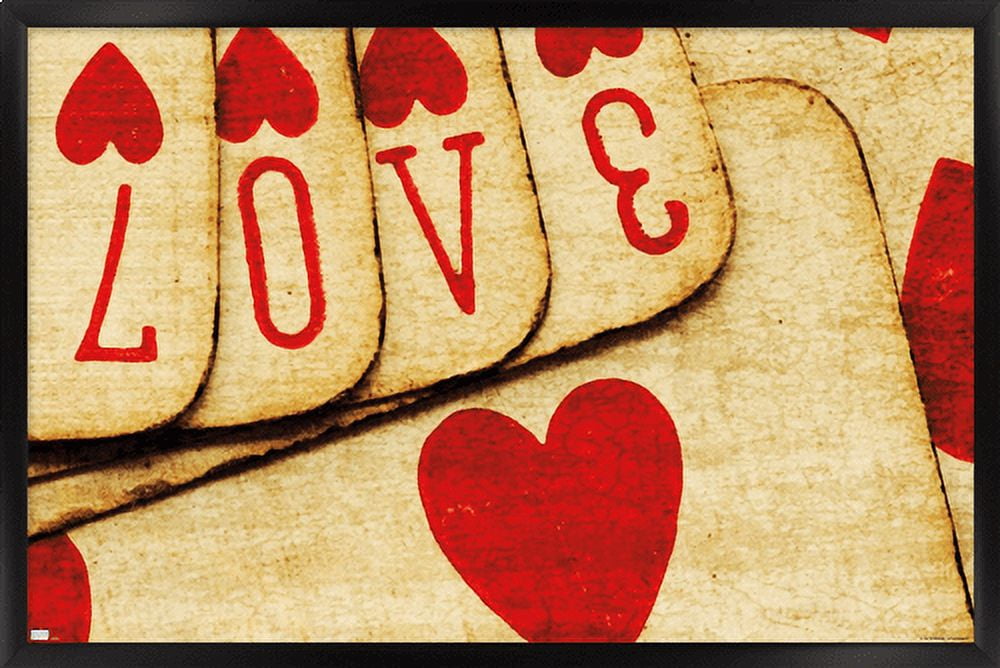 Tom Quartermaine - Playing Cards with Love Wall Poster, 22.375" x 34", Framed