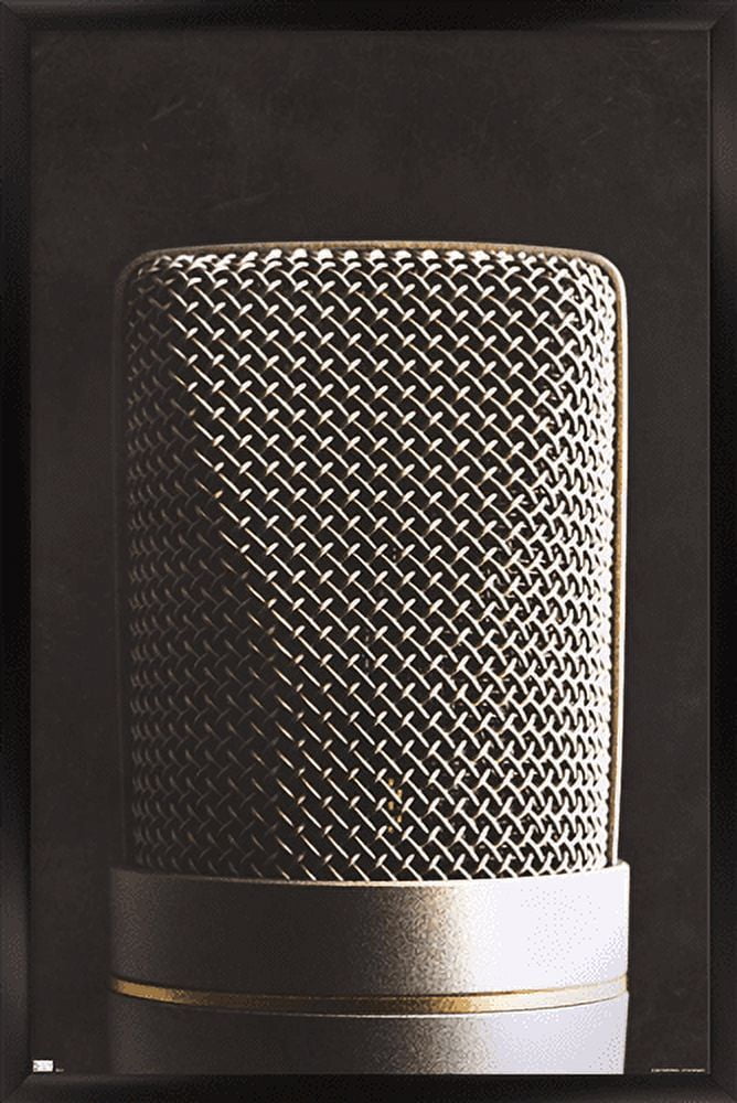 Tom Quartermaine - Retro Microphone Wall Poster, 14.725" x 22.375", Framed