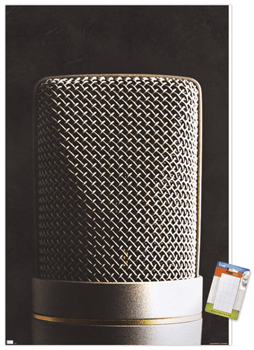 Tom Quartermaine - Retro Microphone Wall Poster, 14.725" x 22.375"