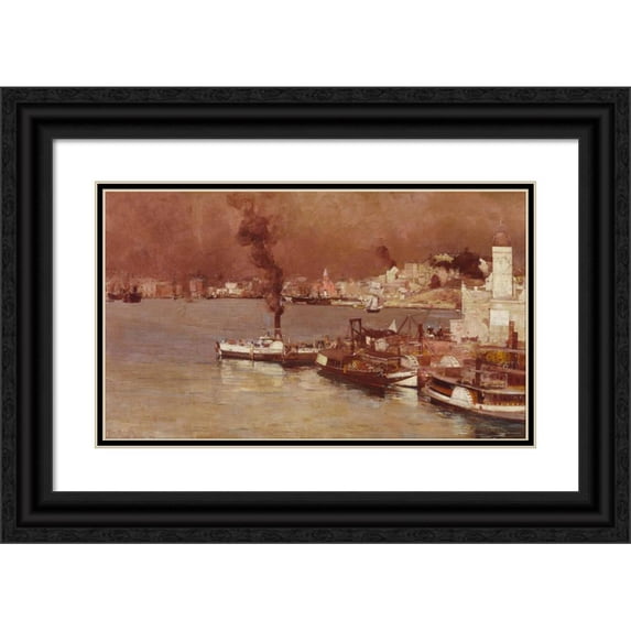 Tom Roberts 14x10 Black Ornate Wood Framed Double Matted Museum Art Print Titled: An Autumn Morning, Milson's Point, Sydney (1888)