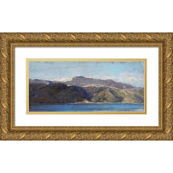 Tom Roberts 14x8 Gold Ornate Wood Frame and Double Matted Museum Art Print Titled - In Quarantine, Wellington