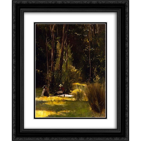 Tom Roberts 2x Matted 20x24 Black Ornate Framed Art Print 'A Sunday Afternoon Picnic at Box Hill '