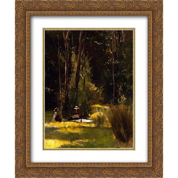 Tom Roberts 2x Matted 20x24 Gold Ornate Framed Art Print 'A Sunday Afternoon Picnic at Box Hill '