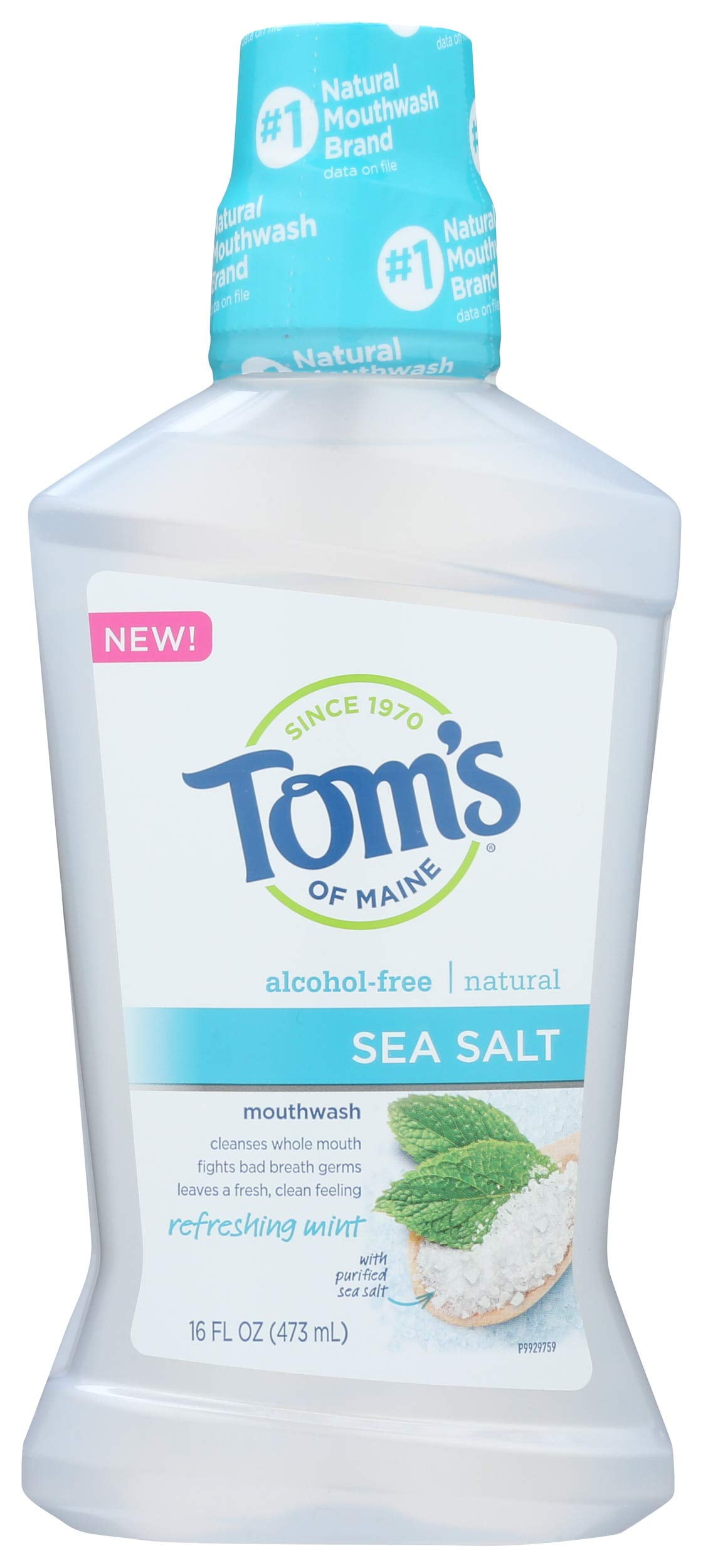 Toms of Maine Sea Salt Mouthwash, Refreshing Mint, 16 Oz
