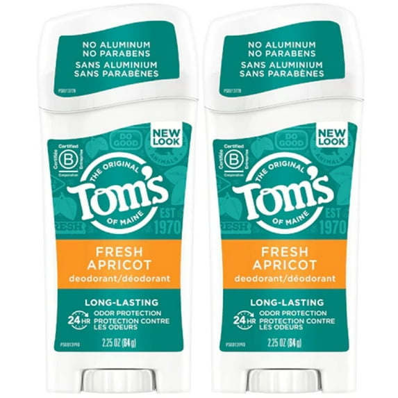 Tom,S Of Maine Long-Lasting Care Deodorant Stick, Apricot - 2.25 Oz - 2 Pk