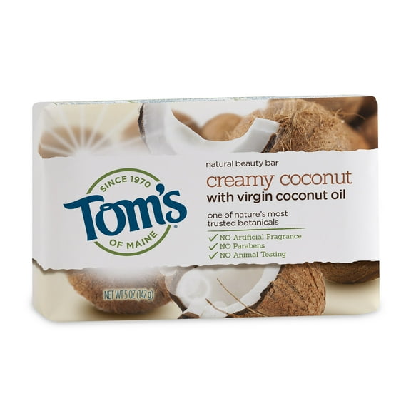 Tom'S Of Maine Natural Beauty Bar Soap, Creamy Coconut With Virgin Coconut Oil, 5 Oz. Pack Of 3
