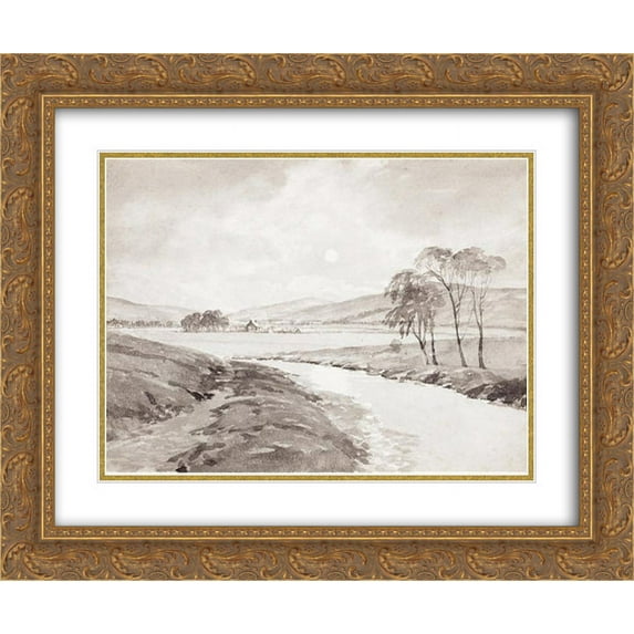 Tom Scott 2x Matted 24x20 Gold Ornate Framed Art Print 'Border landscape'