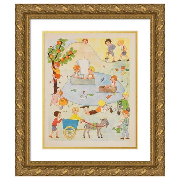 Tom Seidmann-Freud 12x14 Gold Ornate Wood Frame and Double Matted Museum Art Print Titled - Book of Fulfilled Wishes (1929)