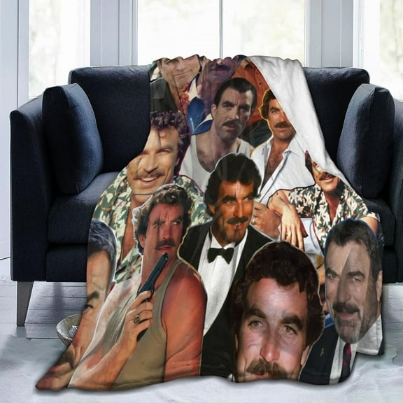 Tom Selleck Collage Blanket Ultra-Soft Micro Fleece Blanket Warm Cozy Plush Bed Blanket Lightweight Sofa Throw Blanket