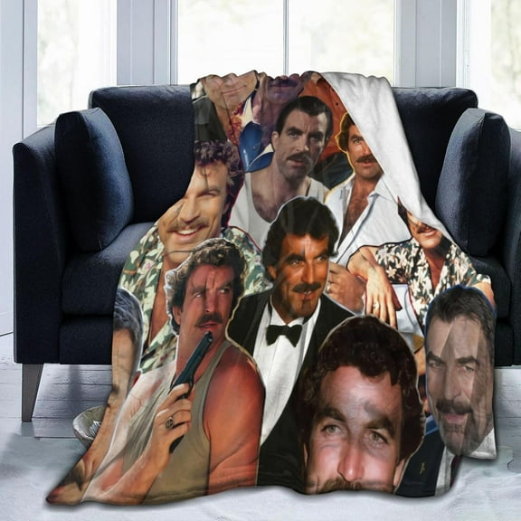 Tom Selleck Collage Ultra-Soft Micro Fleece Blanket Lightweight Soft Cozy Flannel Blanket for Sofa Couch Living Room Decoration 80"x60"