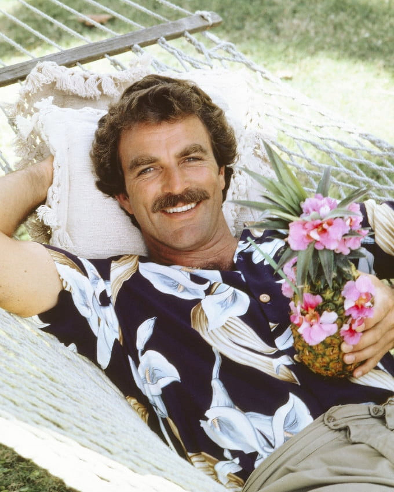 Tom Selleck In Magnum, P.I. Iconic In Hawaiian Outfit On Hammock With