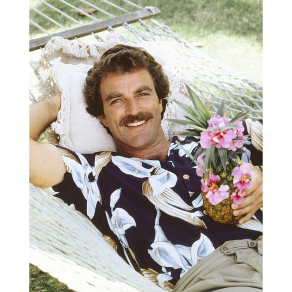 Tom Selleck In Magnum, P.I. Iconic In Hawaiian Outfit On Hammock With Drink 24X36 Classic Hollywood Poster