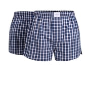 Tom Tailor Mens Boxer Shorts, 2-Pack - Woven Shorts, Cotton, Poplin, Check Blue S Small