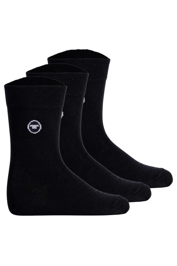 Unisex Kids Socks, 3-Pack - Socks, Cotton, Logo, Solid Color Black 23-26