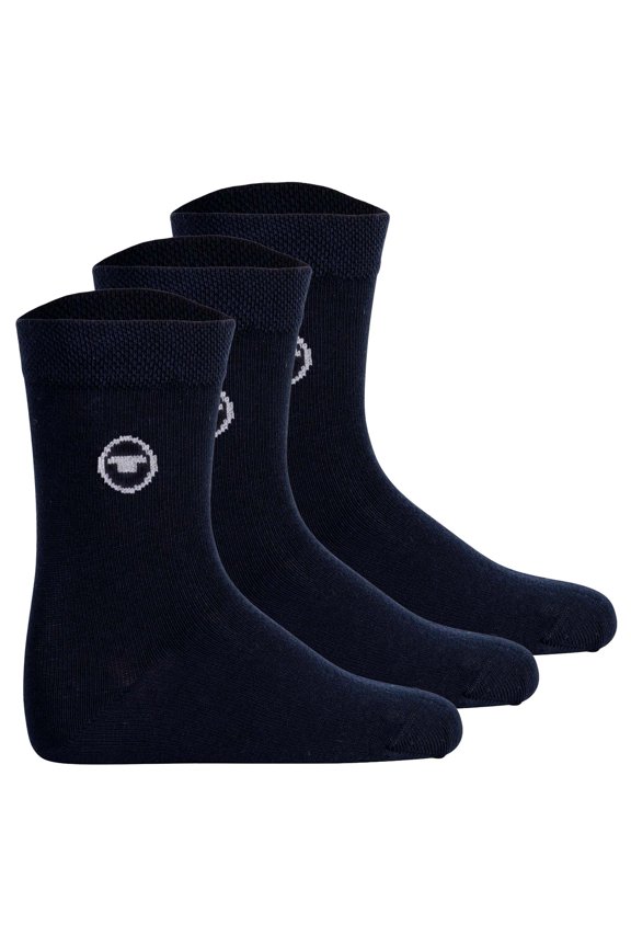 Unisex Kids Socks, 3-Pack - Socks, Cotton, Logo, Solid Color Blue 27-30