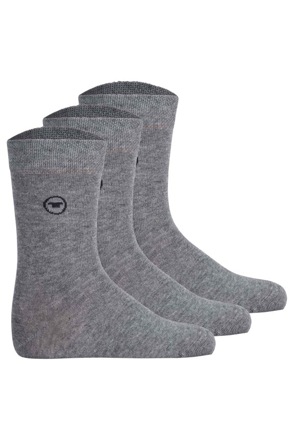 Unisex Kids Socks, 3-Pack - Socks, Cotton, Logo, Solid Color Grey 35-38