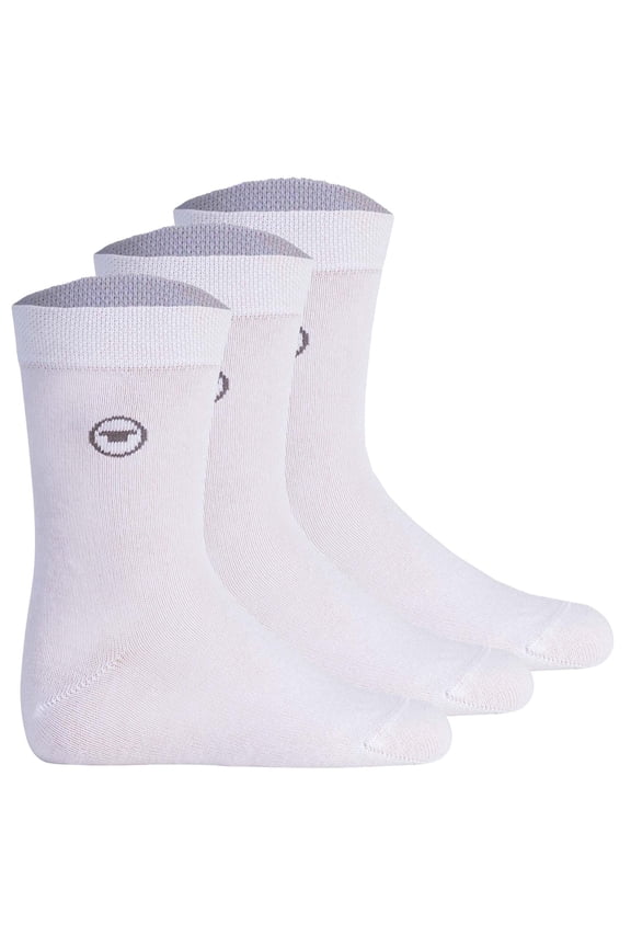 Unisex Kids Socks, 3-Pack - Socks, Cotton, Logo, Solid Color White 23-26
