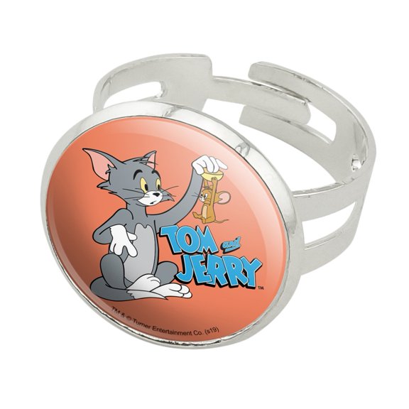 Tom and Jerry Best Friends Silver Plated Adjustable Novelty Ring