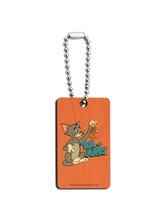 Tom and Jerry Best Friends Wood Wooden Rectangle Keychain Key Ring