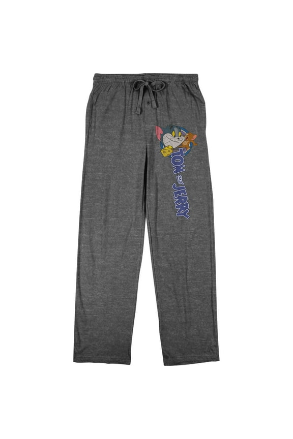 Tom and Jerry Classic Cartoon Characters Men's Charcoal Grey Sleep Pajama Pants - L