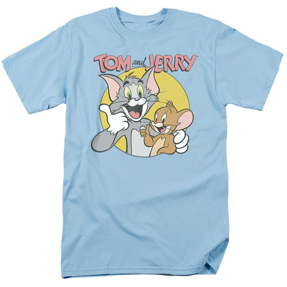 Tom and Jerry Classic Pals Unisex Adult T Shirt (Medium) Light Blue