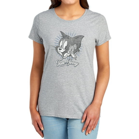 Tom and Jerry Classic Pals Women's T Shirt, Athletic Heather, Medium