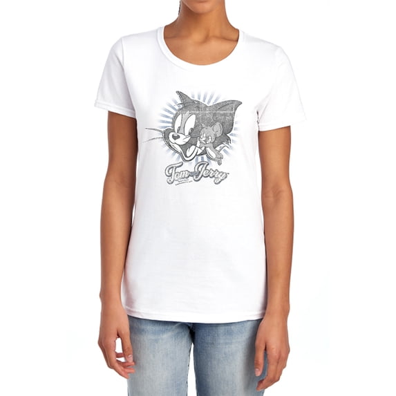 Tom and Jerry Classic Pals Women's T Shirt, White, Large